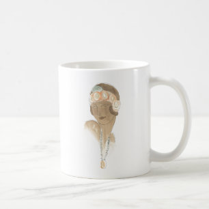 Prallplatten-Mode-Skizze - Frau mit Hairpiece Kaffeetasse