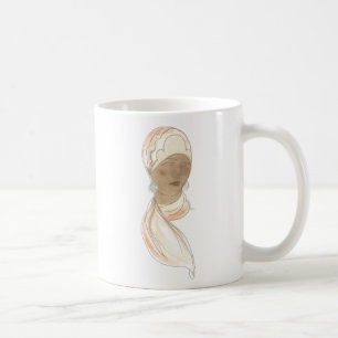 Prallplatten-Mode-Skizze - Frau mit Schal Kaffeetasse