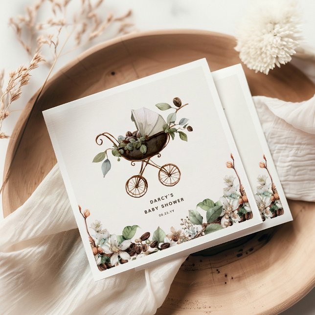 Pram 'Baby is Brewing' Coffee Baby Shower Serviette (Von Creator hochgeladen)