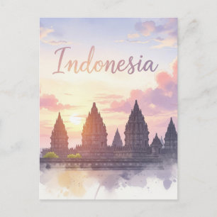 Prambanan Temple Indonesia Sunset Postkarte