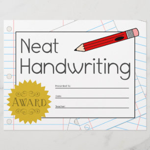 Prämienzertifikat für die saubere Handschrift - Ro