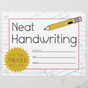 Prämienzertifikat für saubere Handschrift