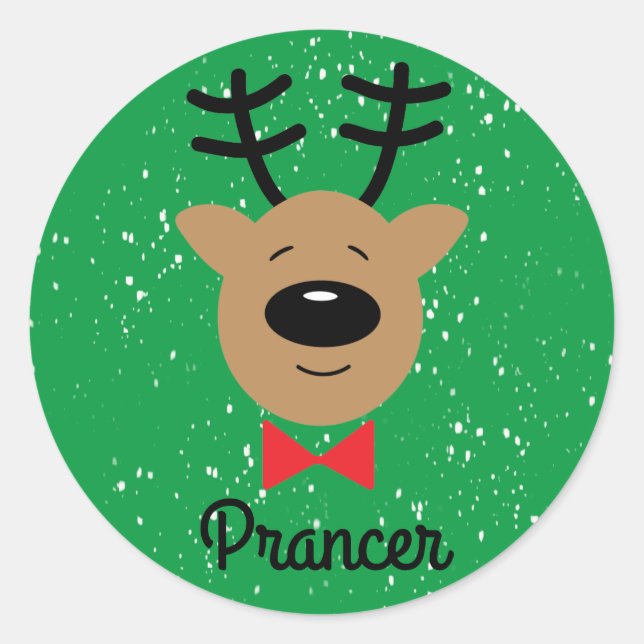 Prancer Rentier Klassischer Rundaufkleber Runder Aufkleber (Vorderseite)