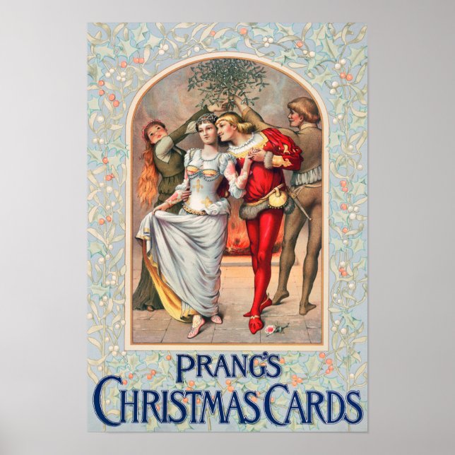 Prang's Weihnachtskarte (ca. 1886) Drucke Poster (Vorne)