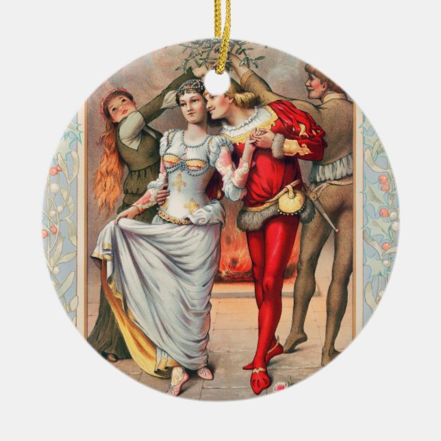 Prang's Weihnachtskarte (ca. 1886)  Keramik Ornament (Vorne)