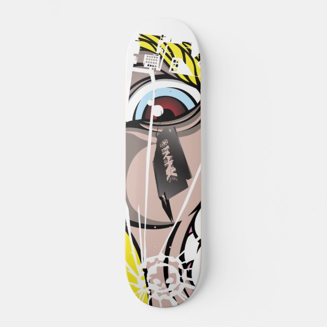 Prank City hat Augen Skateboard (Vorderseite)