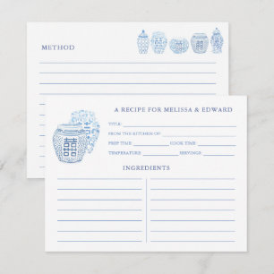 Präppy Blue and White Ginger Jars Rezept Card Einladung