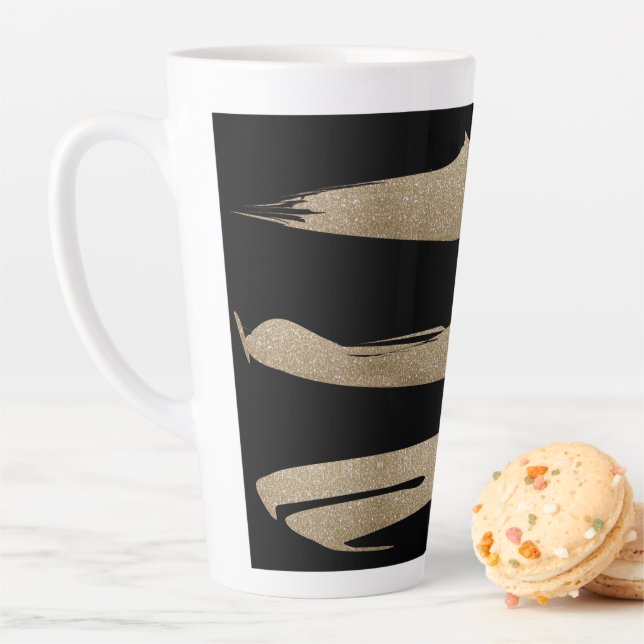 präppy geometrisches Muster schwarz-goldene Streif Milchtasse (Beispiel)