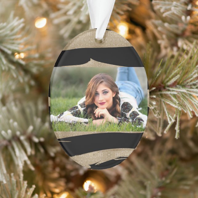 präppy geometrisches Muster schwarz-goldene Streif Ornament (Baum)