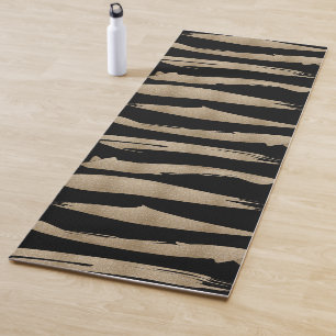 präppy geometrisches Muster schwarz-goldene Streif Yogamatte