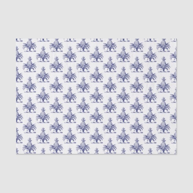 Präppy Heraldic Blue Ananas Coat of Arms Wappen Seidenpapier (Vorderseite)
