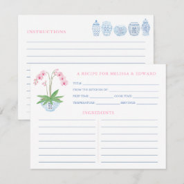 Präppy Pink Blue Orchid Brautparty Rezept Karten
