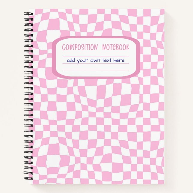 Präppy-Pink-Schachbrett Notizbuch (Vorderseite)