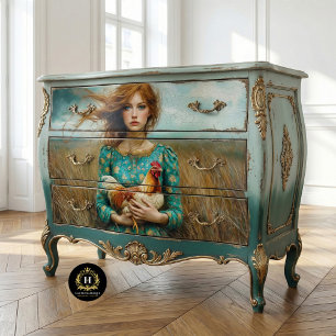 Prärie-Mädchen-Hühner-Schreiner-Möbel-Decoupage Seidenpapier