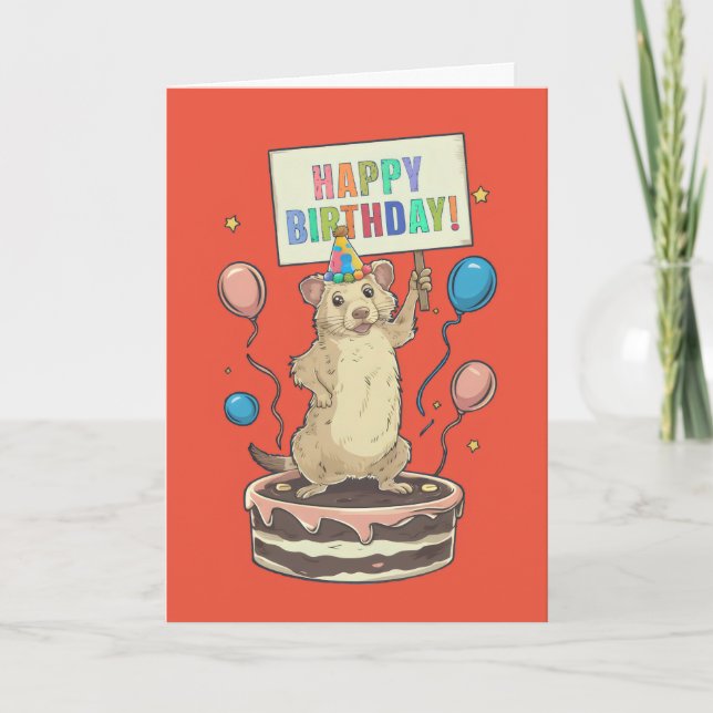 Präriehund stehend auf Kuchen-Glückszeichen Karte (Vorderseite)