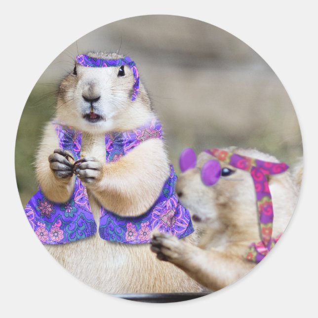Präriehunde Hunde sind GROOVY! Runder Aufkleber (Vorderseite)