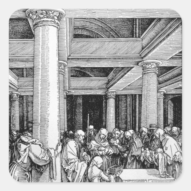 Präsentation im Tempel, c.1503/4 Quadratischer Aufkleber (Vorderseite)