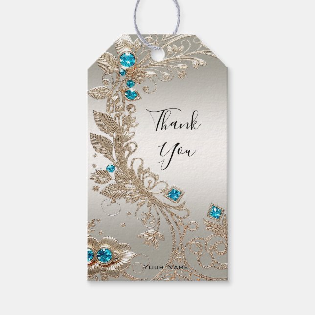 Präsentierung von Gold Blue Stones Geschenkanhänger (Vorderseite)