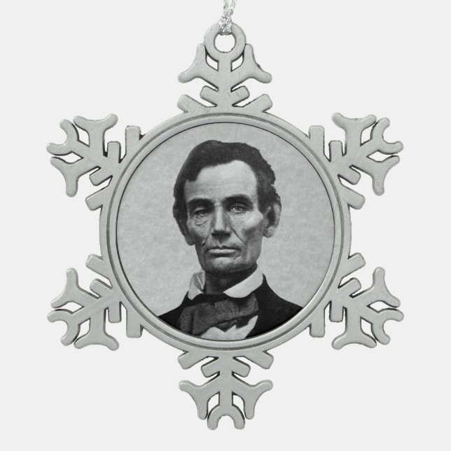Präsident Abe Lincoln Schneeflocken Zinn-Ornament (Vorderseite)