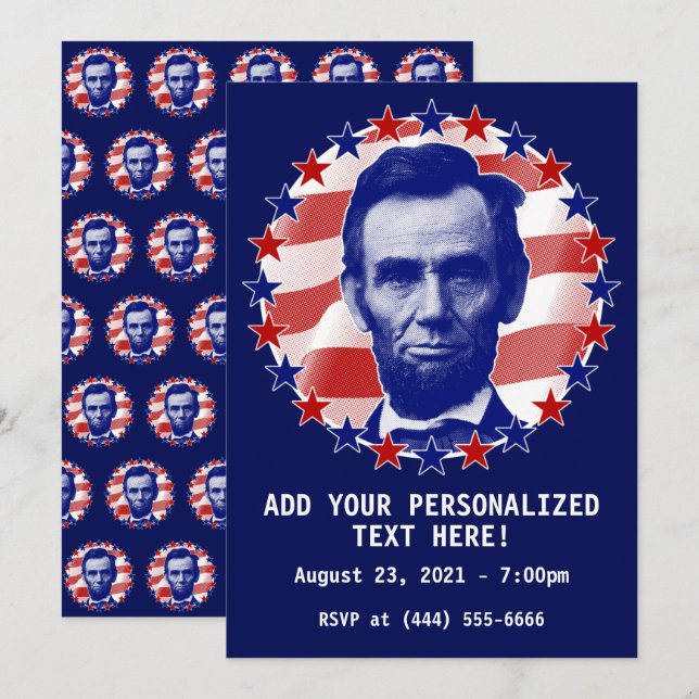 Präsident Abraham Lincoln US Flagge Invita Einladung (Vorne/Hinten)
