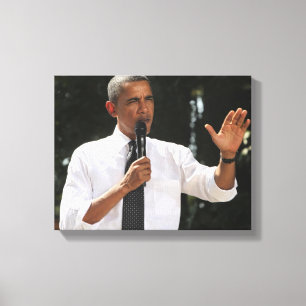 Präsident Barack beantwortet Fragen zu Leinwanddruck