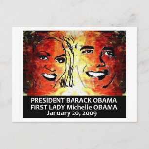 PRÄSIDENT BARACK OBAMA ERSTER LADY MICHELLE OBAMA POSTKARTE
