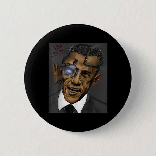 Präsident Barack Obama Evil Cool Robot Button (Vorderseite)
