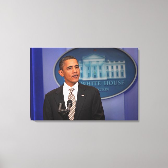 Präsident Barack Obama kündigt an Leinwanddruck (Vorderseite)