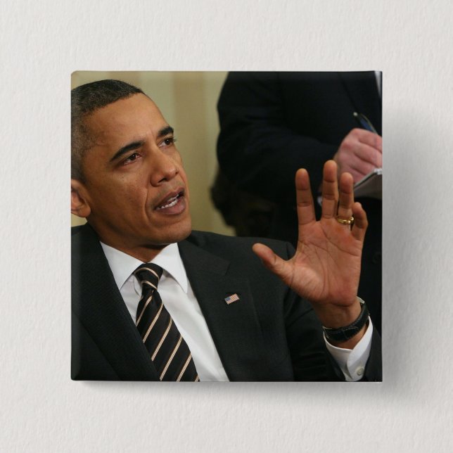 Präsident Barack Obama spricht mit der Presse Button (Vorderseite)