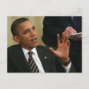 Präsident Barack Obama spricht mit der Presse Postkarte