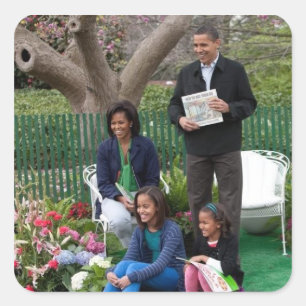 Präsident Barack Obama und Familie Quadratischer Aufkleber