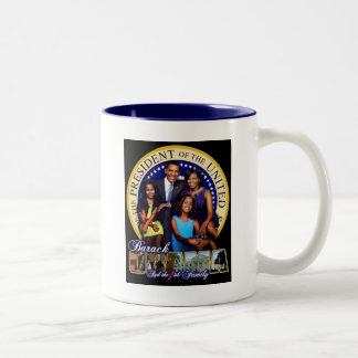 PRÄSIDENT BARACK OBAMA UND FAMILIE ZWEIFARBIGE TASSE