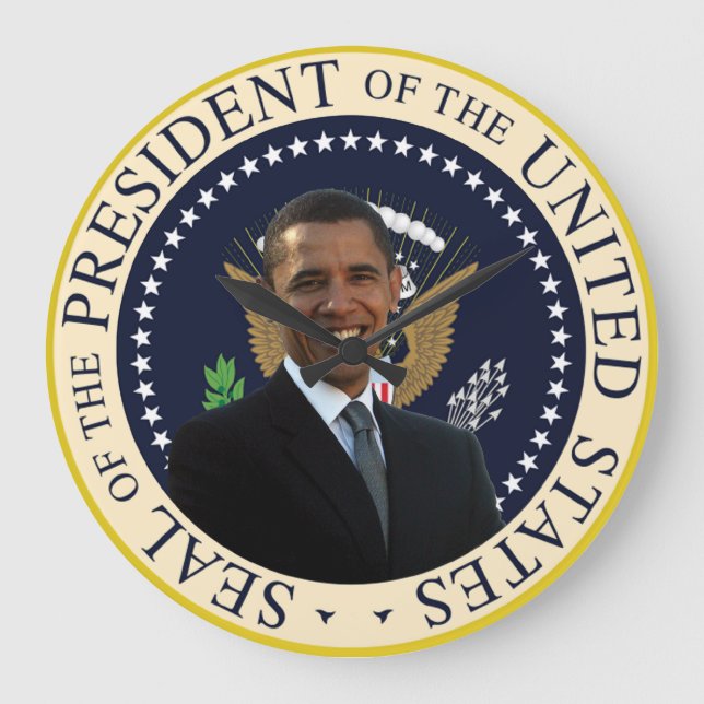 Präsident Barack Obama Wall Clock Große Wanduhr (Vorderseite)