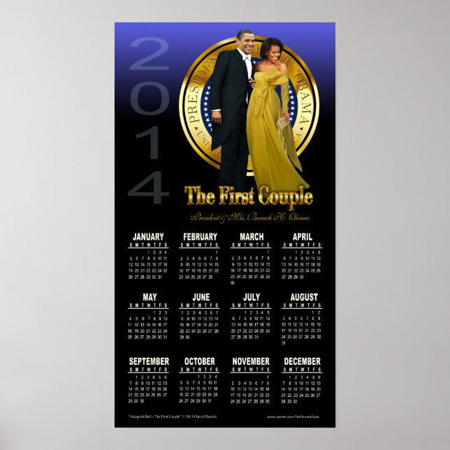 Präsident Barack und Michelle Obama-Kalender 2014 Poster (Vorne)