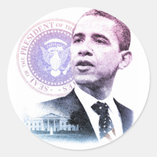 Präsident Barck Obama Portrait Runder Aufkleber