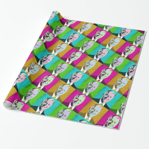 Präsident Biden Pop Art (Gelb, Rosa, Blau, Grün) Geschenkpapier