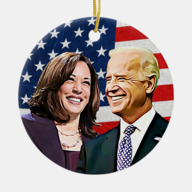 Präsident Biden und Vizepräsident Harris Keepake Keramik Ornament (Vorne)