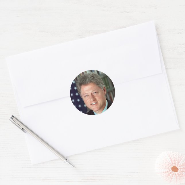 Präsident Bill Clinton Offiziell Portrait Runder Aufkleber (Umschlag)