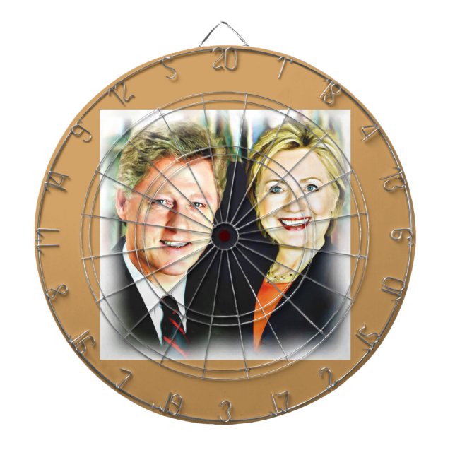 Präsident Bill Clinton und Präsidentin Hillary Cli Dartscheibe (vorne)