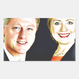 Präsident Bill Clinton und Präsidentin Hillary Cli Rechteckiger Aufkleber
