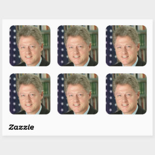 Präsident Bill Clinton Weißes Haus Foto Quadratischer Aufkleber