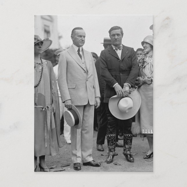 Präsident Coolidge und Tom Mix Postkarte (Vorderseite)