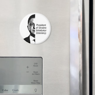 Präsident der Ukraine Selenskyj Halbporträt B&W Ku Magnet