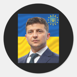Präsident der Ukraine Wolodymyr Selenskyj - Stand  Runder Aufkleber
