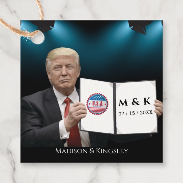 Präsident Donald J. Trump Gastgeschenk Hochzeit Ta Geschenkanhänger (Vorderseite)