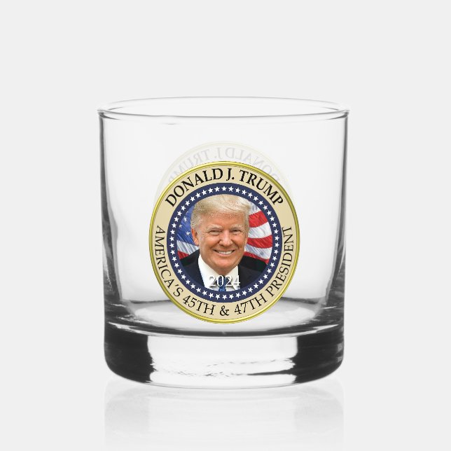 Präsident Donald Trump 47. Präsident 2024 Foto Whiskyglas (Vorderseite)