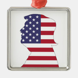 PRÄSIDENT DONALD TRUMP AMERIKANISCHE FLAGGE ORNAMENT AUS METALL