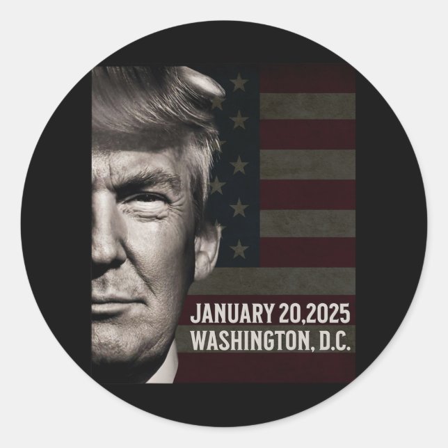 Präsident Donald Trump Einweihungsdatum 2025 Runder Aufkleber (Vorderseite)