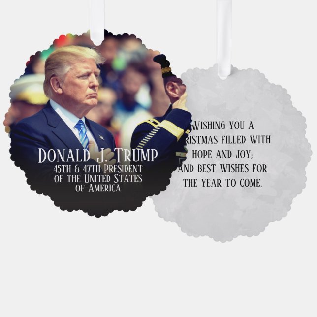 Präsident Donald Trump Foto Keepake Ornament Karte (Vorderseite/Rückseite)