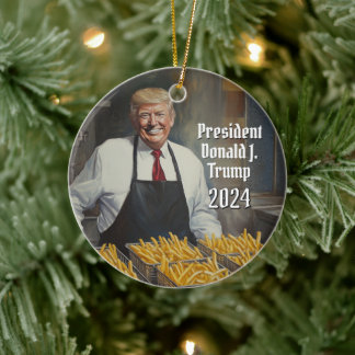 Präsident Donald Trump Fries Weihnachten 2024 Keramik Ornament